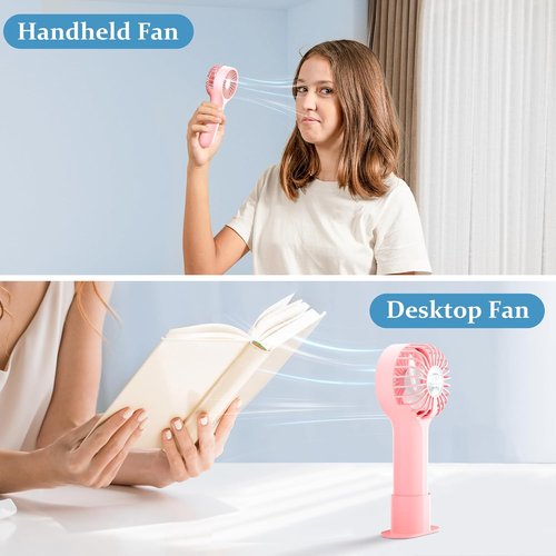 BDXXJ Mini Handheld Fan - Portable USB Rechargeable Design for Makeup & Desk Use - Pink