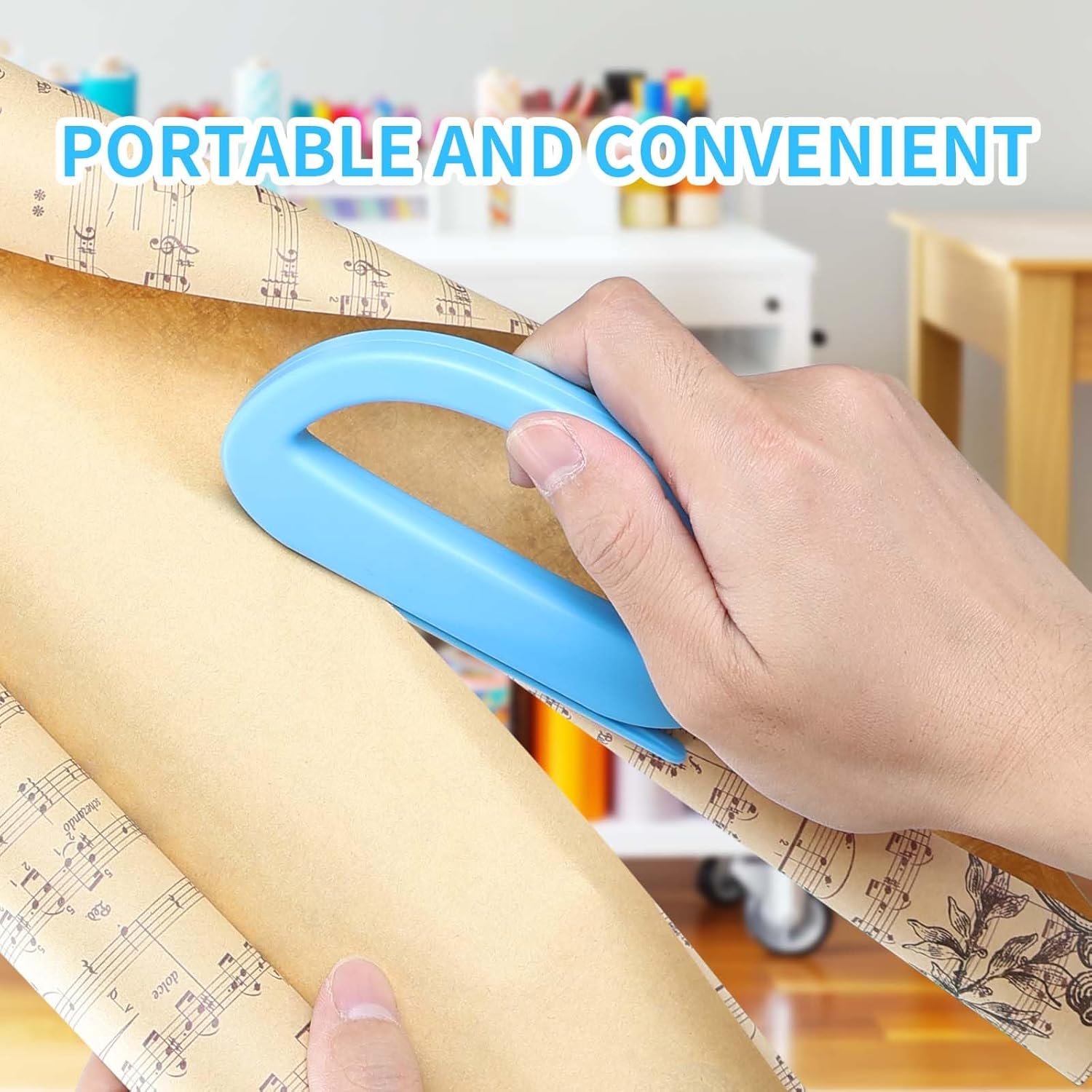 Skiennix Dual Ended Wrapping Paper Cutter - 2-Pack with 4 Blades for Effortless Gift Wrapping