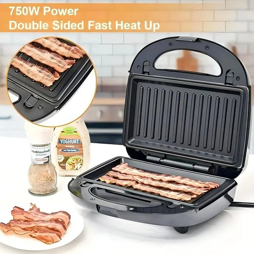 6 in 1 Waffle Maker, Sandwich Maker with Removable Plates, Donut Maker Dual-Sided Heating Non-Stick Plates, Walnut Cookie Maker, Multi Breakfast Maker for Grilled Cheese, Toast, Bread