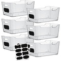 ShelfShaper Plastic Clear Storage Bins with Labels, Home Freezer Refrigerator Pantry Organizers and Storage Containers Fridge Organizer Bins Kitchen Organization Cabinet Medicine Bin for organizing