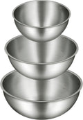 Gronivex Stainless Steel Mixing Bowls Set - Food Grade 304, Dishwasher Safe, Stackable | 3 Pack (1.45, 2.22, 3.38 Qt)