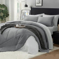 BEDELITE Queen Comforter Set - 7-Piece Soft Microfiber Reversible Grey Bedding Set for Year-Round Comfort