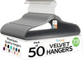 Techzoo Premium Velvet Hangers - 50 Pack Ultra Thin Non-Slip Adult Suit Hangers | Gray, 360° Swivel Hook