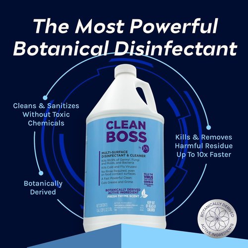 CleanBoss Botanical Disinfectant - Multi-Surface Cleaner - 128 oz | Kills 99.9% of Germs & Viruses - Fresh Thyme Scent