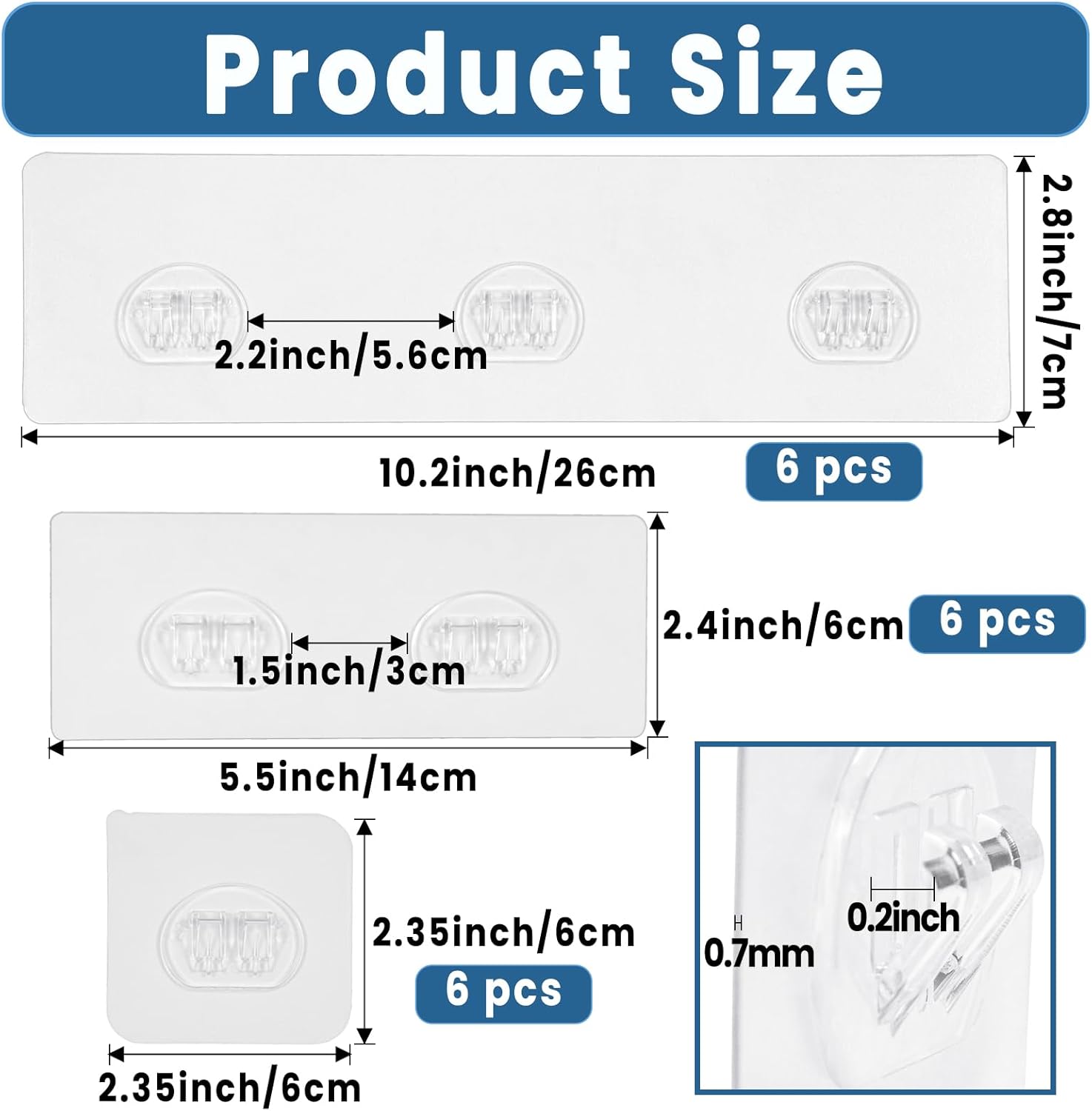 Skiennix Shower Caddy Adhesive Hooks - Strong No-Drill Waterproof Strips for Bathroom & Kitchen | 18 Pack