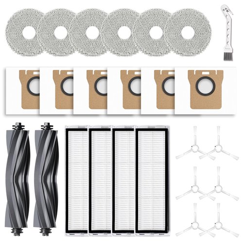 Klypticfit 24Pcs Replacement Parts for Dreame L10s Ultra/L10 Ultra Vacuum Cleaner Accessories Kit, 2 Main Brush, 4 HEPA Filters, 6 Mop Pads, 6 Dust Bags, 6 Side Brushes [Not for L10s Pro Ultra Heat]