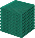 Homaxy 100% Cotton Dish Cloths - Ultra Soft & Absorbent Quick-Drying Towels | 12x12 Inches, 8-Pack, Dark Green