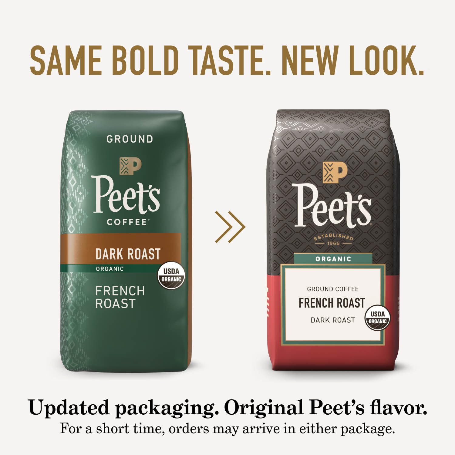 Peet's Coffee USDA Organic Dark Roast Ground Coffee - 100% Arabica French Roast, 18 Ounce Bag