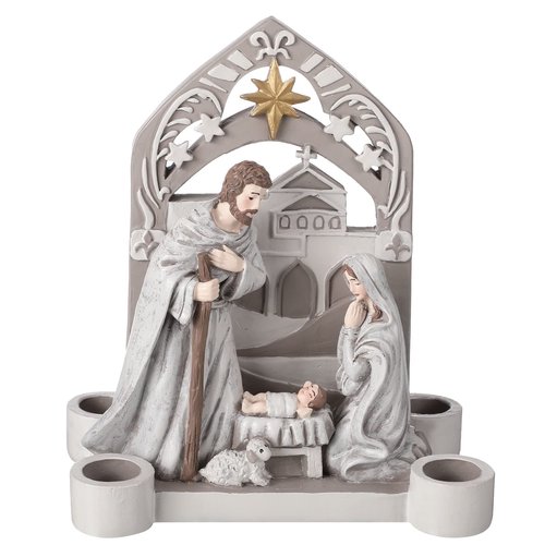 Nativity Advent Decorations Advent Candle Holder Holy Family Nativity Scene with Arch Candle Holder Religious Decors for Christmas Supplies(Solid Color)