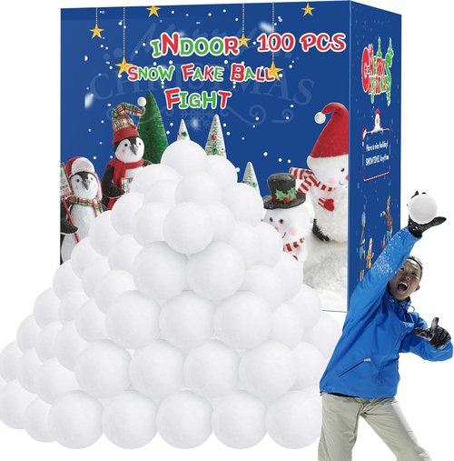 Homiar Snow Fake Balls - 100 PCS Soft Artificial Snow Toy Balls for Indoor & Outdoor Fun