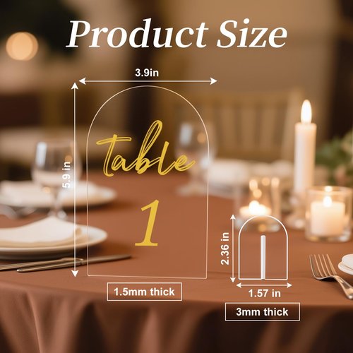 30 Pack Acrylic Wedding Table Numbers, 5.9" X 3.9" Signs, 1-30 Table Numbers for Wedding Reception, Party, Anniversary, Event, Acrylic Wedding Signs