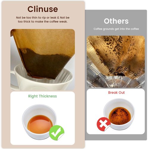 200 Count Cone Coffee Filters #2, Clinuse Unbleached Size 02 Coffee Filter 2-6 Cup, Disposable Natural Paper Filters, 02 Cone Filters for Pour Over and Drip Coffee Maker