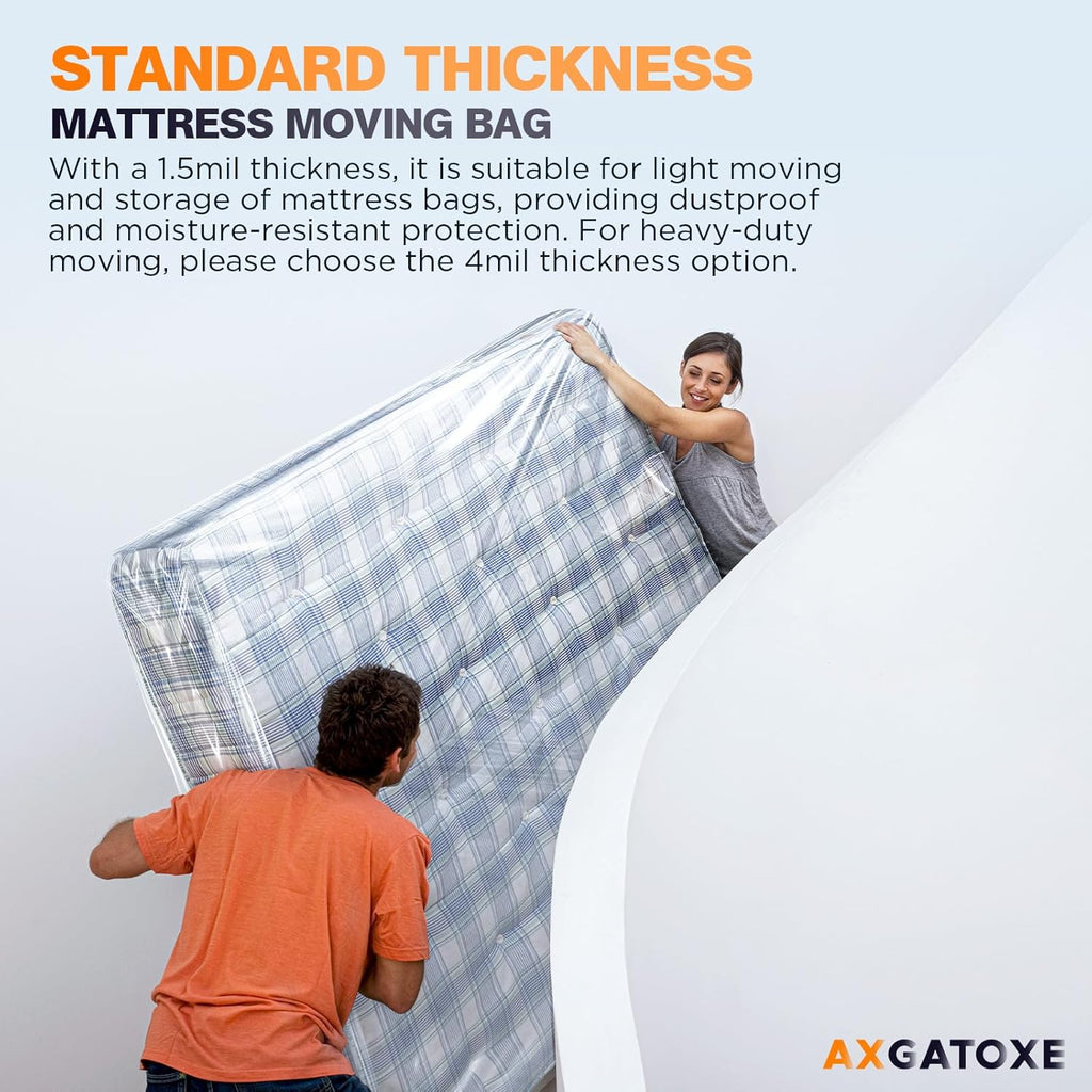 Skiennix Queen Size Plastic Mattress Bag - Waterproof Mattress Protector for Safe Moving & Storage