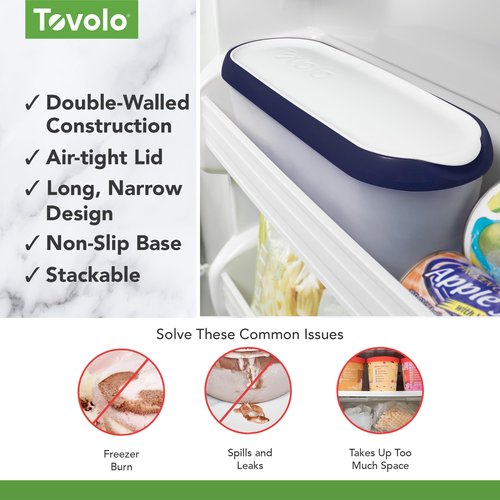 Tovolo Ice Cream Containers for Homemade Ice Cream Glide A Scoop Ice Cream Tub for Reusable Frozen Treats, 1.5 Quart BPA Free Insulated Freezer Safe Container with Lid, Deep Indigo