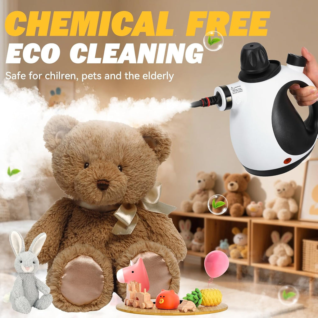 Pressurized Handheld Steam Cleaner for Home with 12 pcs Accessories, Multi-Surface Natural Steamer for Effective Cleaning, Fast Heating for Cleaning Home, Furniture, Car, Grout, Window