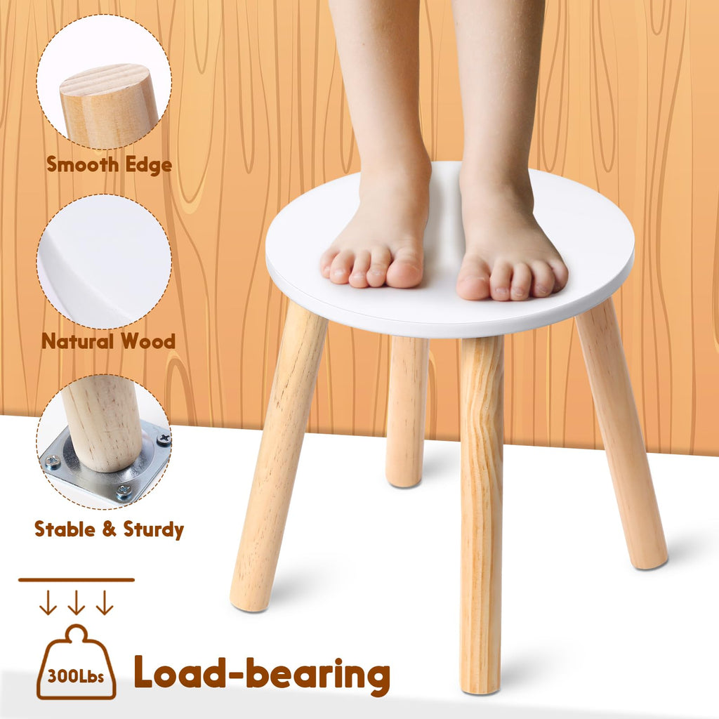 Wenqik 4 Wooden Step Stool for Kids 10.3 Inch 4 Legged Small Wooden Step Stool Solid Hard Sturdy Chair for Bedroom Furniture