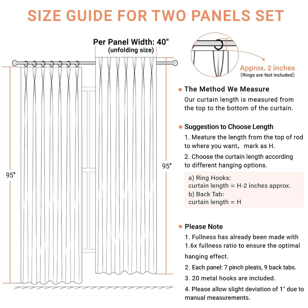 100% Blackout Shield Linen Pinch Pleated Curtains Blackout, Curtains 90 Inches Long 2 Panel Set for Bedroom/Living Room, Pinch Pleat Drapes with Hooks, 40” W x 90” L, Navy Blue