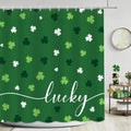 APROPHIC St. Patrick's Day Shower Curtain, Lucky Shamrocks Green White St Patricks Day Curtains for Bathtub Bathroom, Irish Festival Decorations Waterproof Shower Curtain with 12 Hooks 72 X 72 in