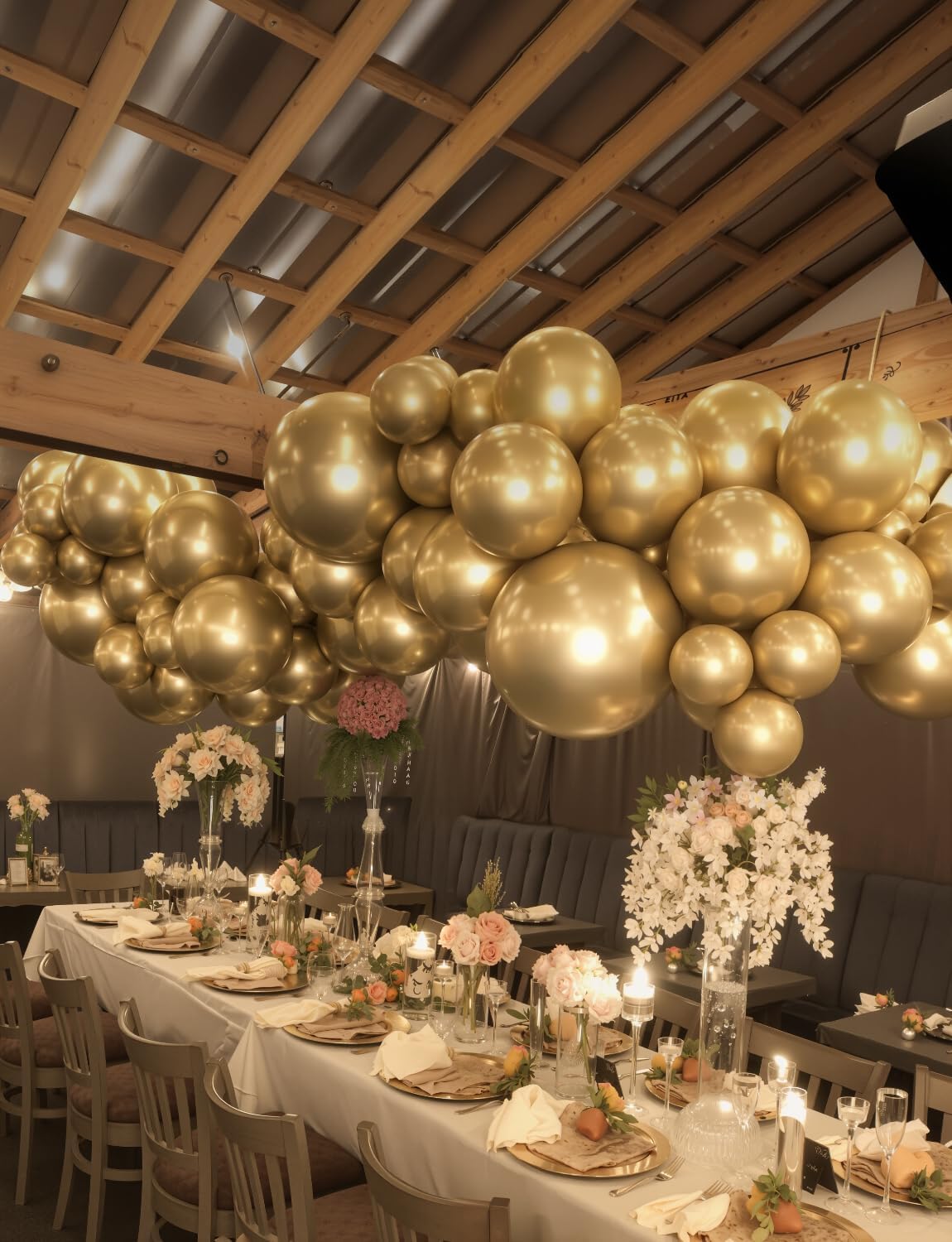 Skiennix 36 Inch Metallic Gold Balloons - Jumbo Chrome Latex Balloons for Graduation & Party Decor