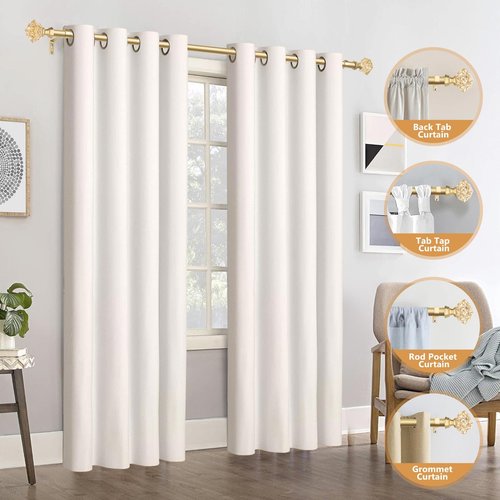 TONIAL Curtain Rod 32 to 58 Inch(2.6 to 4.8 ft), Splicing Adjustable 3/4 Single Rods for Windows 20 to 53 Inch(1.7 to 4.4 ft) Decorative Drapery Rod with Translucent Diamond Finial, Gold