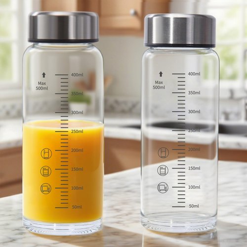 16oz Glass Juice Bottles - 4 Pack Wide Mouth Glass Bottles with Lids- BPA Free, Borosilicate Stainless Steel Lids for Juicing, Smoothies, Infused Water, Beverage Storage
