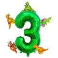 LilyZheng Large Dinosaur Balloon Number 3, 40 Inch Dark Green Foil Balloon and 5 Mini Dinosaur Balloons for 3rd Dino Birthday Decorations and Dino Party Supplies Boys and Girls
