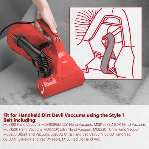 HASMX Replacement Belts for Dirt Devil Hand Held Vacuums Fits for M08100 M08100RED M08150K M08230X M08230T M08230 08230C 08130 08100RT M103, 4-Pack