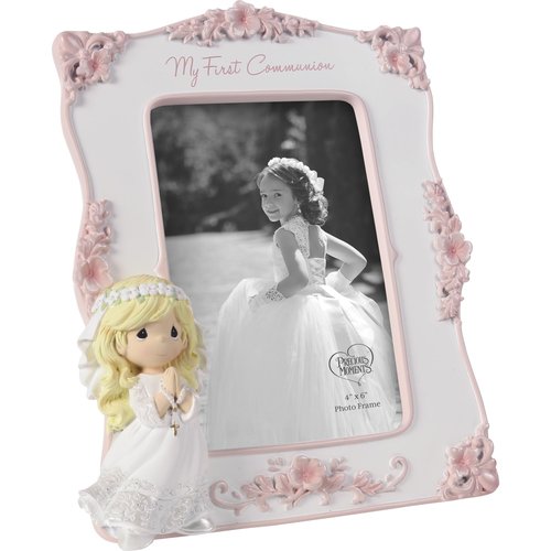 Precious Moments My First Communion Photo Frame for Girls | Resin/Glass Frame | First Communion Gifts for Girls | 4" x 6" Picture