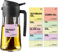 YARRAMATE Glass Olive Oil Sprayer - 16oz with 10 Color Labels - Sleek Black Design