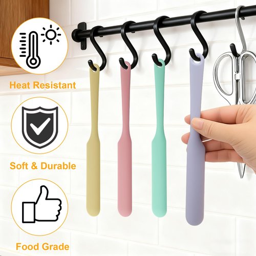Palksky Silicone Chocolate Melting Cup Set with 4 Silicone Measuring Cups (250ml & 350ml) and 4PCS Heat-Resistant Jar Spatulas, Non-Stick Baking Tools for DIY Chocolate, Butter & Cream Mixing