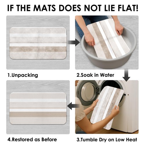 Tayney Beige Shower Curtain Set with Toilet Lid Cover and Non-Slip Rugs for Bathroom, Modern Striped Lines 4 Pcs Shower Curtain, Simple Abstract Bathroom Set with 12 Hooks