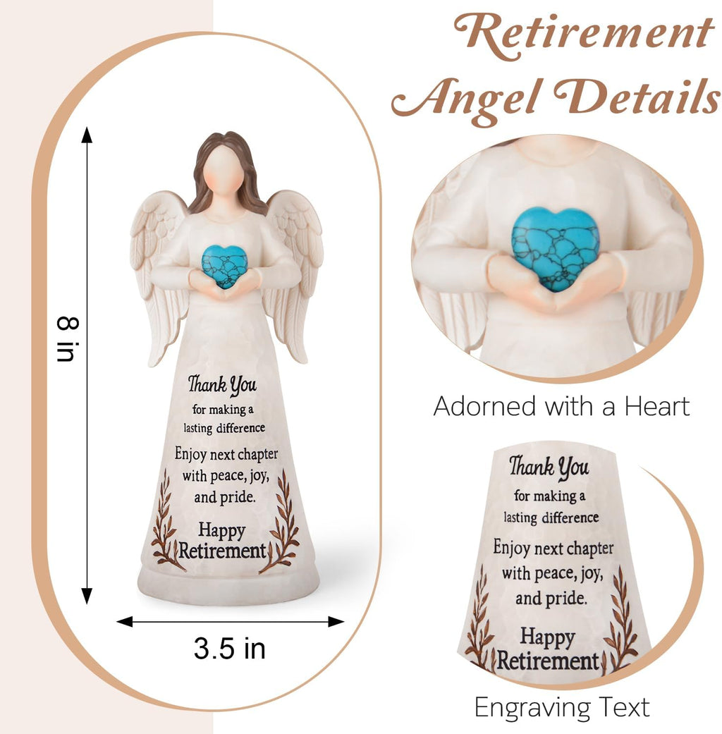 Retirement Gift for Women 2026 - 8.2" Angel Figurine with Crystal Heart | Perfect for Teachers, Nurses & Moms