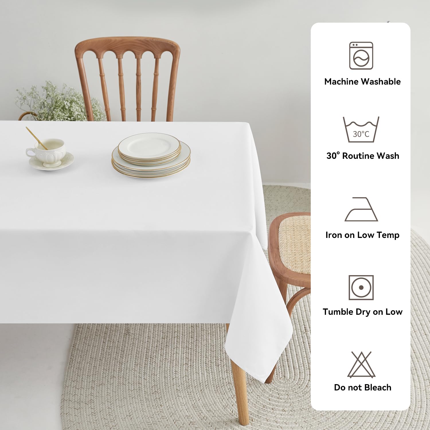 Romanstile 6 Pack White Round Tablecloth 108 Inch, Reusable and Washable Circle Table Clothes, Stain Resistant Polyester Fabric Table Cover for Wedding, Party, Banquet, Gathering