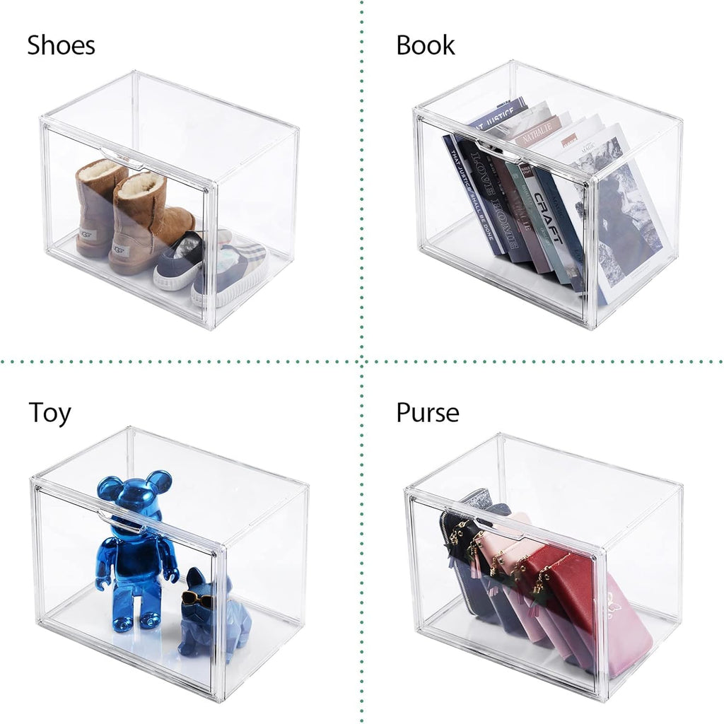 Skiennix Purse Organizer - 5-Pack Stackable Clear Acrylic Storage Bins with Magnetic Door | Ideal for Handbags and Collectibles