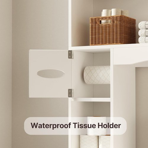 Gizoon 66''H Over The Toilet Storage Cabinet - White Bathroom Organizer with 2 Doors & Adjustable Shelf