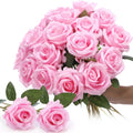Thiccywoov 30 Pcs Rose Artificial Flowers in Bulk Real Touch Long Stem Silk Roses Bouquets Realistic Faux Flowers for Wedding Bridal Shower Home Decor Floral Arrangements Table Centerpiece(Pink)