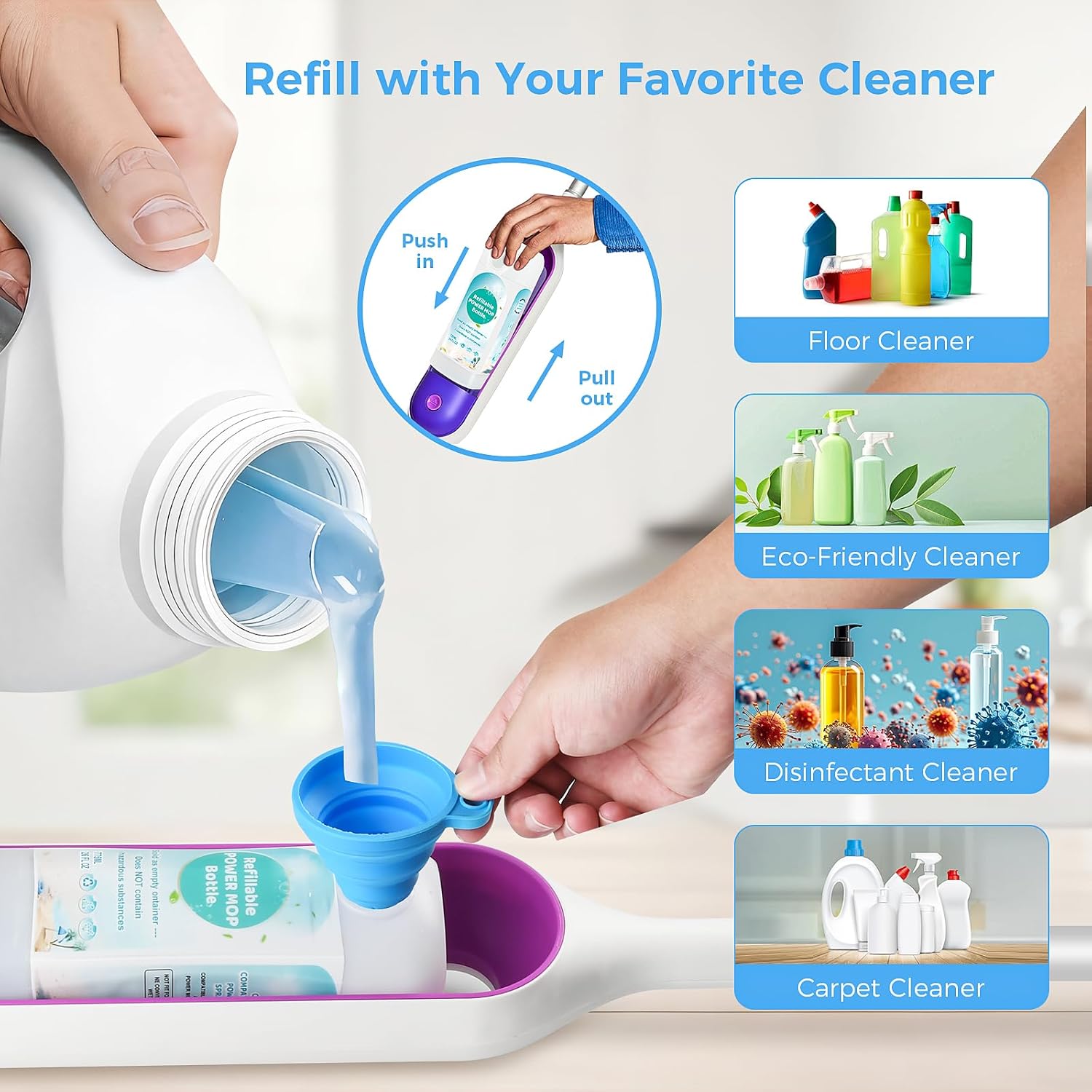 Power Mop™ Refillable Bottle - Leak-Proof HDPE Solution Container for Swiffer® PowerMop™ | 775ML / 26 FL OZ