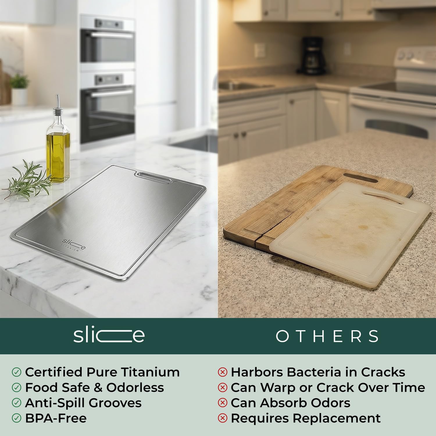 Real Titanium Cutting Board for Kitchen, Pure Titanium Large 15x11 Metal Cutting Boards for Meat and Vegetables, Food Safe, Dishwasher Safe