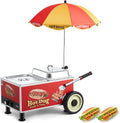 VEVOR Hot Dog Steamer Cart - 1200W Electric Stainless Steel Machine with Adjustable Temp & Umbrella
