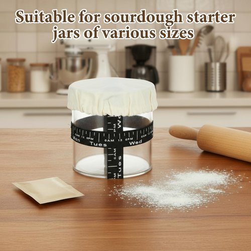 5Pcs Sourdough Starter Jar Cover Cloth, Unbleached Fabric Bread Fermentation Cover Reusable Linen Covers for Container, Tops Breathable Elastic Fabric Covers for Wide Mouth and Normal Mouth