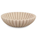 LIN CHUAN Ruffle Decorative Bowl, Large Fruit Bowl for Kitchen Counter, Stylish Key Bowl for Entry Table, Handcrafted Home Decor Display bowl, Artificial Stone Beige