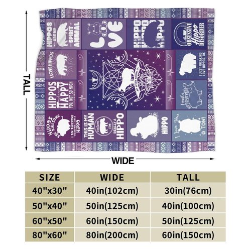Homieblanket Hippo Blanket for Boys Girls, Cute Hippo Themed Design Printed Throw Blankets for Kids Lap, Chair Sofa, Warm Soft Cozy Blanket, 40"x 50"