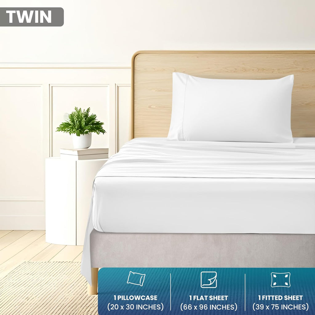 Utopia Bedding Twin Sheets Set - Soft Brushed Microfiber - Deep Pocket Bed Sheets in White