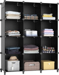 Skiennix 12-Cube Storage Organizer - Portable Closet Organizers for Kids & Adults | Black