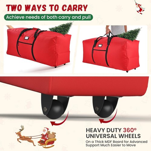 Heavy-Duty Waterproof Christmas Tree Storage Bag by [Brand Name] - 9 ft, Dust-Proof & UV-Proof with Dual Zipper & Wheels