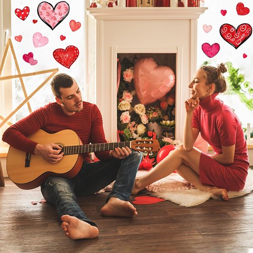 Valentine's Day Window Clings Decorations Heart Window Clings for Glass Windows for Valentines Day Decorations in 6 Sheets