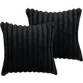 24x24 Throw Pillow Covers Set of 2, Decorative Faux Fur Covers for Bed, Couch Soft Fluffy Pillow Cover with Velvet Back for Living Room, Neutral Home Décor Accent for Sofa - Black