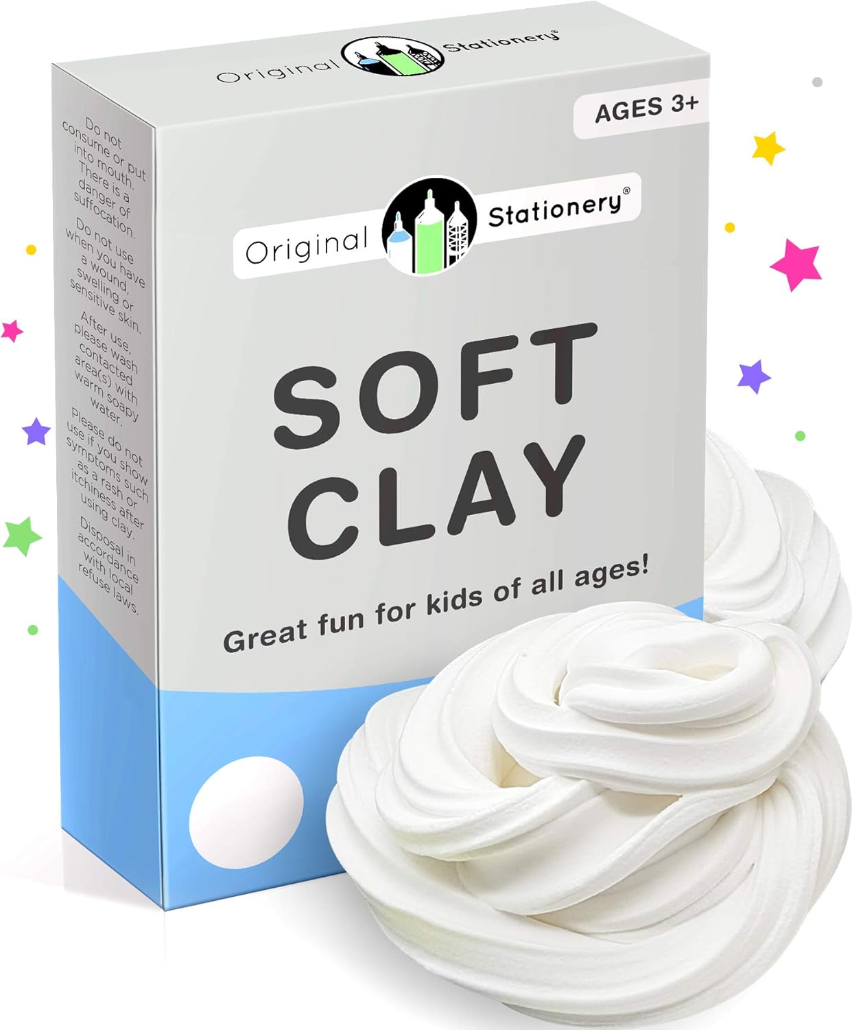 Original Stationery Soft Clay - White Foam Clay Add-In for Slime Making | 230g (8.1 oz) - Stretchy Air-Dry Texture