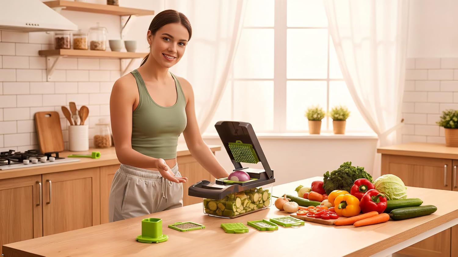 Skiennix Onion Cutter - Multifunctional Vegetable Chopper & Mandoline Slicer | Ideal for Dicing & Grating