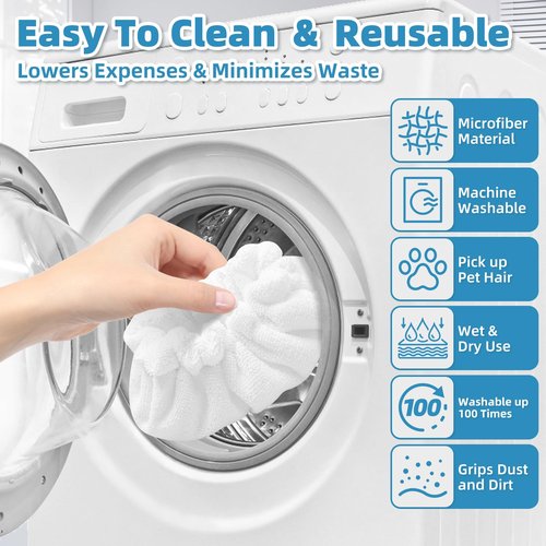 LOVECO 6 Pack Large Bonnets (Rectangle) Steam Mop Pads Compatible with Dupray Steam Cleaner & awasky Steam Cleaner, etc, Reusable Washable Steam Cleaner Accessories for Multi-Surface